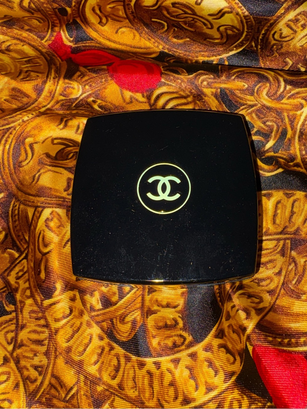 CHANEL Black Compact Case with  CC Emblem